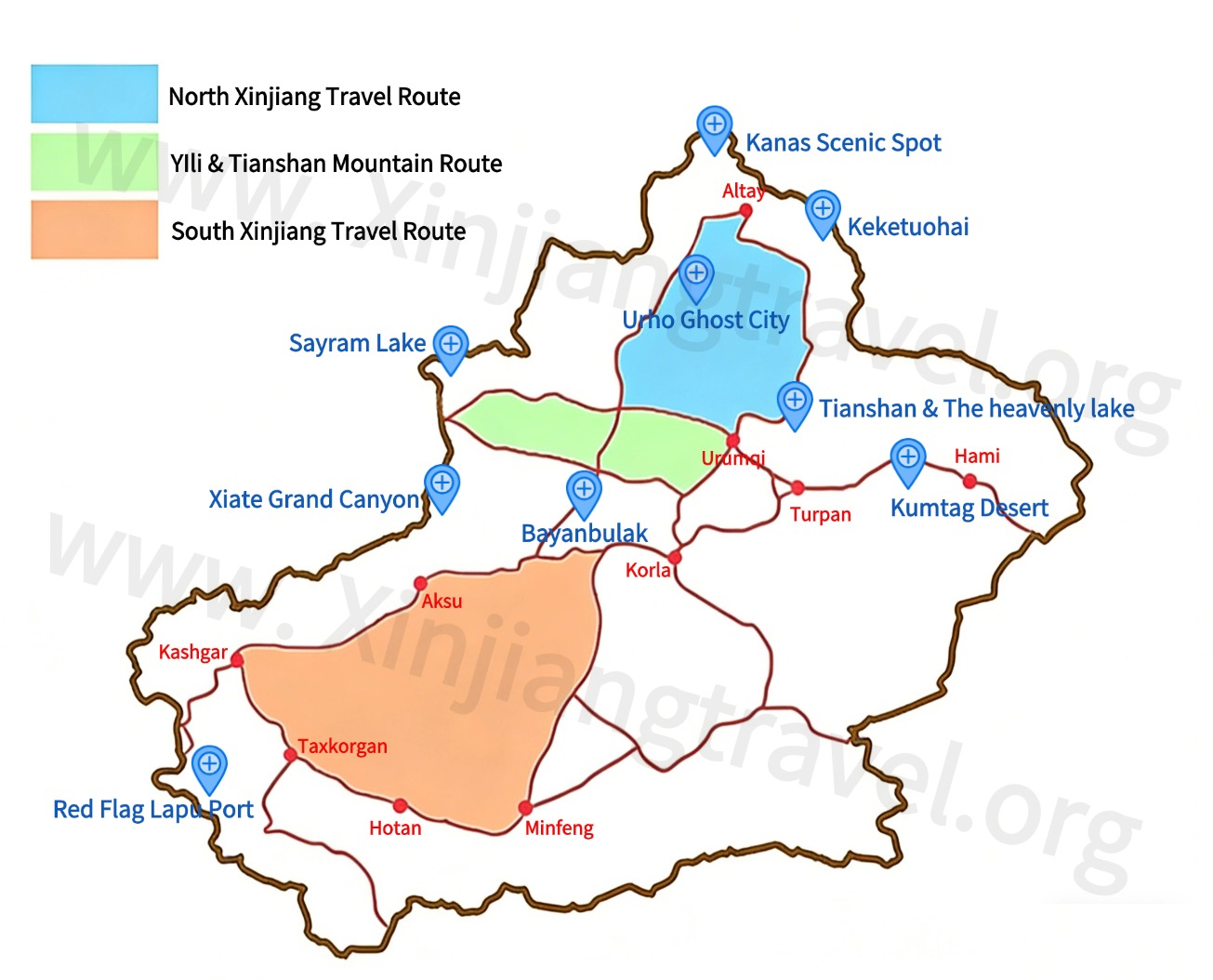 three basic travel routes in xinjiang.jpg